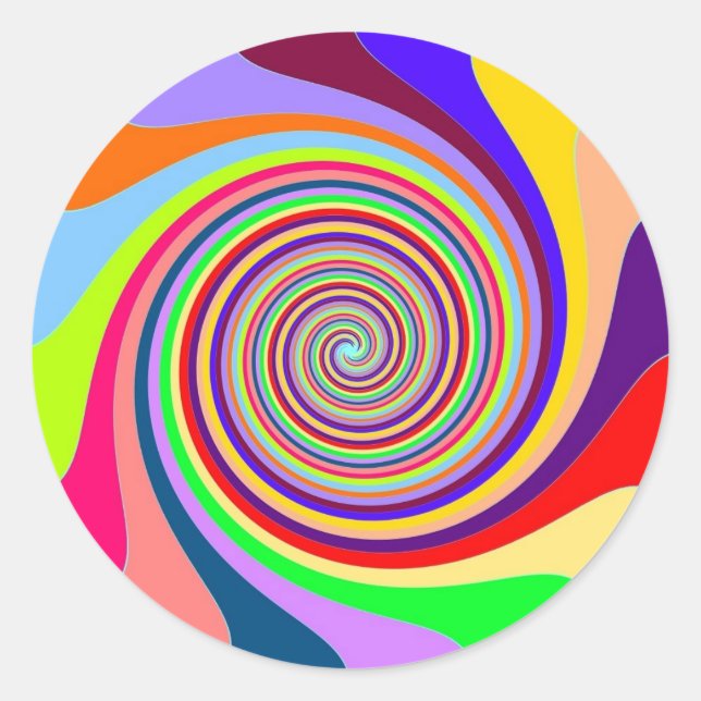 Sticker Rond Arc-en-ciel brillant psychédélique pop art (Devant)