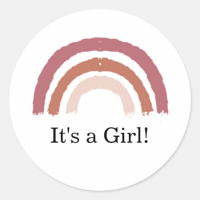 Sticker Rond Arc-en-ciel c'est un baby shower fille (Devant)