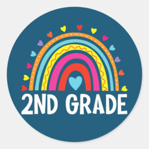 Sticker Rond Arc-en-ciel de deuxième année Retour à l'équipe sc