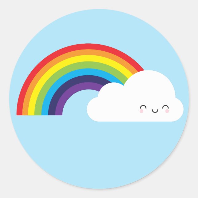 Sticker Rond Arc en ciel de Kawaii (Devant)