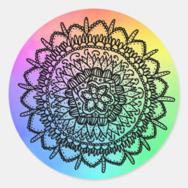 Sticker Rond Arc-en-ciel de l'Étoile de Mandala