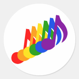 Sticker Rond Arc-en-ciel des notes musicales
