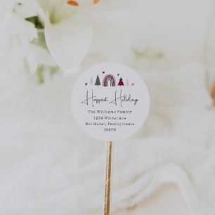 Sticker Rond Arc-en-ciel et Coeurs les plus heureux des vacance