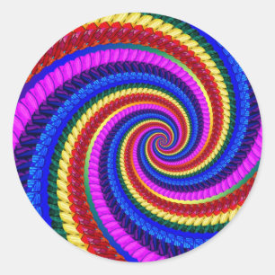 Sticker Rond Arc-en-ciel Fractal Art Motif