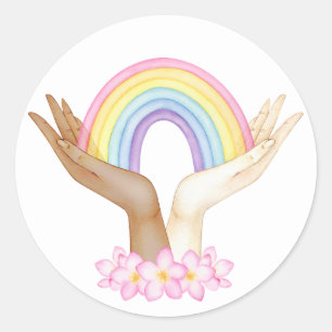 Sticker Rond Arc-en-ciel LGBT à la main