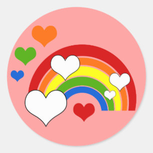 Sticker Rond Arc-en-ciel lumineux avec des coeurs