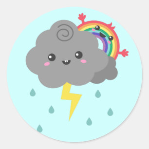 Sticker Rond Arc-en-ciel mignon derrière chaque nuage sombre