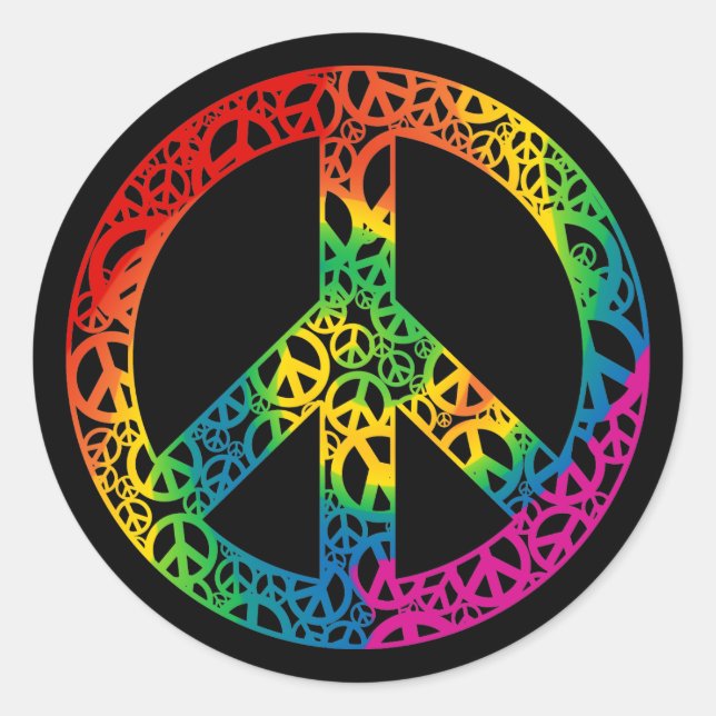 Sticker Rond Arc-en-ciel morceaux de paix (Devant)