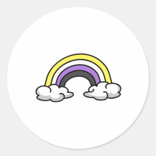 Sticker Rond Arc-en-ciel Nonbinaire Mignon