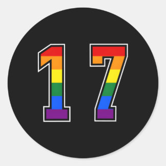 Sticker Rond Arc-en-ciel numéro 17 Équipe junior numérotée Unif