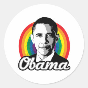 Sticker Rond Arc-en-ciel Obama - Politique LGBT -