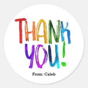 Sticker Rond Arc-en-ciel Peinture Merci Cadeau de fête d'annive