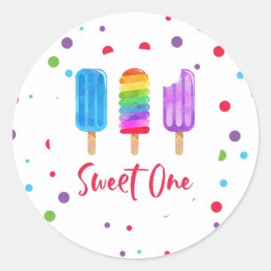 Sticker Rond Arc-en-ciel Pop Sweet One 1er Anniversaire