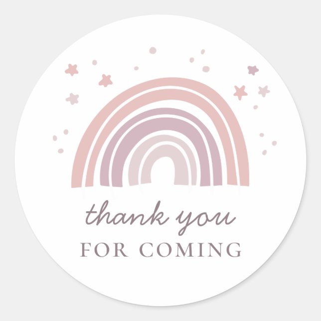 Sticker Rond Arc-en-ciel rose. Anniversaire de enfant partie me (Devant)