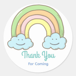 Sticker Rond Arc-en-ciel souriant Merci nuageux