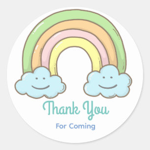Sticker Rond Arc-en-ciel souriant Merci nuageux