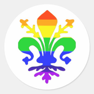 Sticker Rond Arc-en-ciel stylisé Fleur de Lis