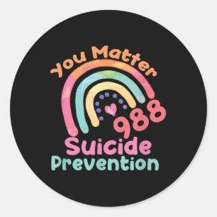 Sticker Rond Arc en ciel Vous 988 Prévention du suicide