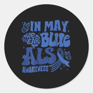Sticker Rond Arc En Mai Nous Portons Bleu Als Mois De Sensibili