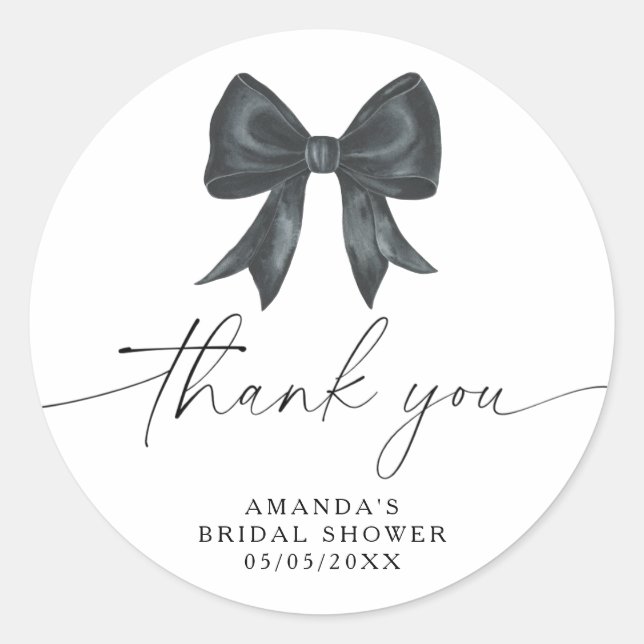 Sticker Rond Arc noir Remerciement Baby shower  (Devant)