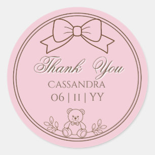 Sticker Rond Arc rose personnalisé pour ours en peluche