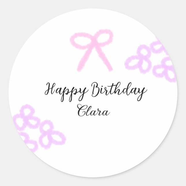 Sticker Rond Arc rose violet fleuri pastel heureux anniversaire (Devant)