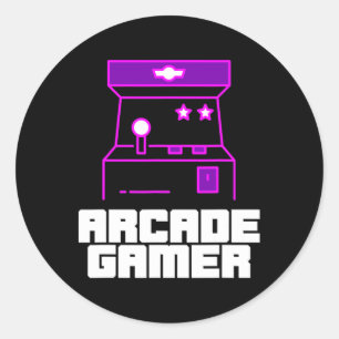 Sticker Rond Arcade Gamer - Armoire Habille À Style Violet