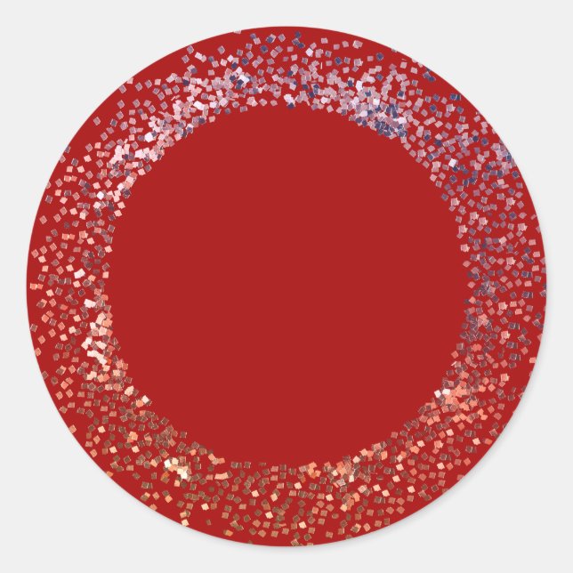 Sticker Rond Arcadia rouge avec cadre de parties scintillant (Devant)