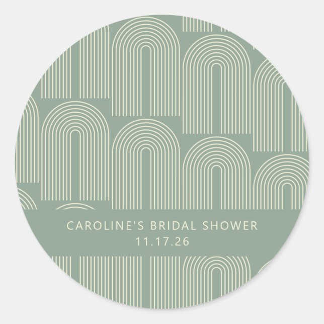 Sticker Rond Arch Line Art Sage Fête des mariées personnalisée (Devant)