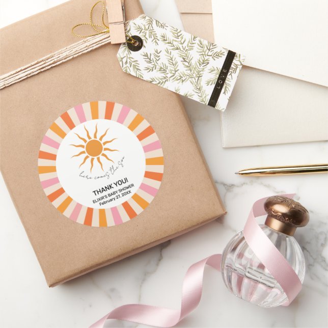 Sticker Rond Arch Retro Voici Le Baby shower Fils (Cadeaux)