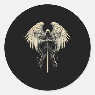 Sticker Rond Archange Gabriel Ange Chrétien Guerrier Catholique
