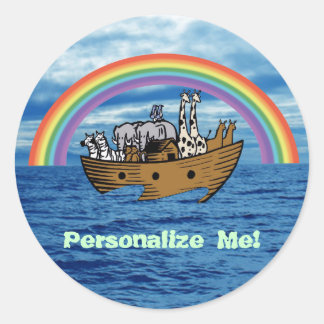 Sticker Rond Arche et arc-en-ciel de Noé