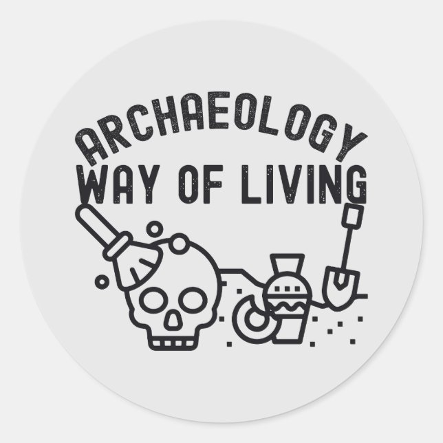 Sticker Rond Archéologie - Mode de vie, Archéologie Dire (Devant)