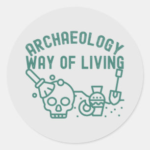 Sticker Rond Archéologie - Mode de vie, Archéologie Dire
