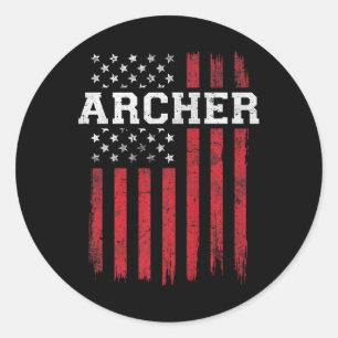 Sticker Rond Archer Drapeau Américain Patriot Patriot Patriote 