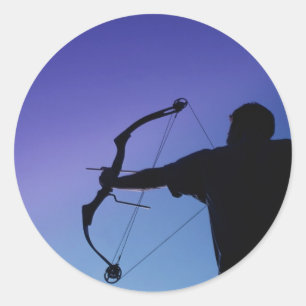 STICKER ROND ARCHER SILHOUETTE BOW MAN