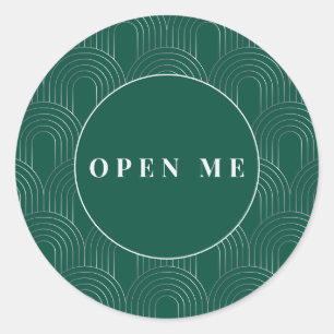 Sticker Rond Arches Art Déco Élégant "Ouvrez-moi"