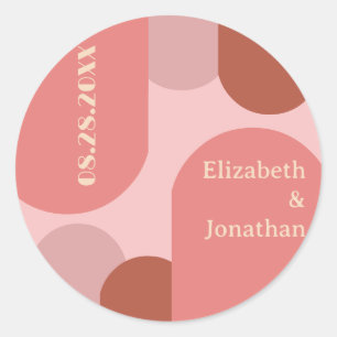 Sticker Rond Arches rétro Coral rose Mariage
