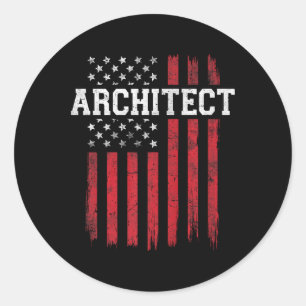 Sticker Rond Architecte American Flag USA Patriot Patriotic