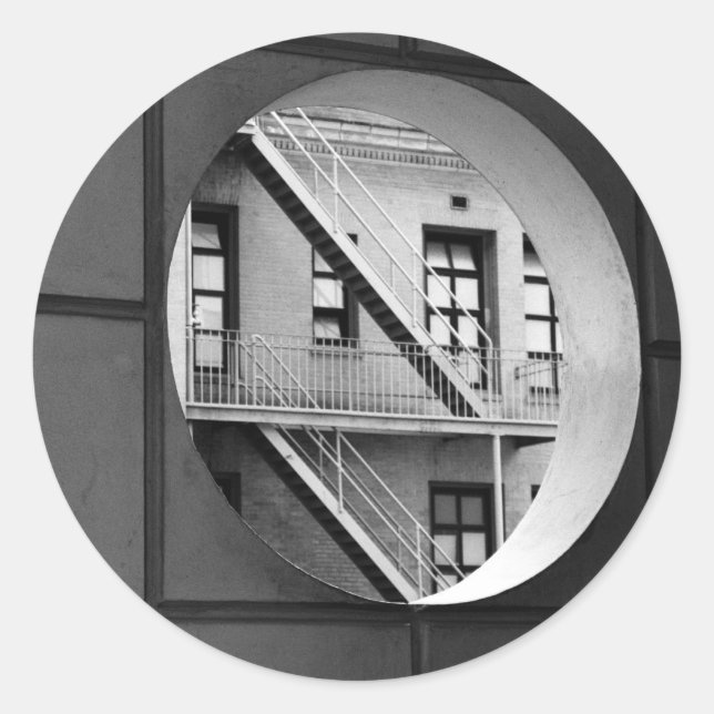 Sticker Rond Architecture circulaire et lignes Photo noir et bl (Devant)