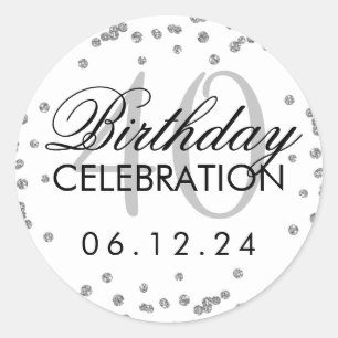 Sticker Rond Argent 40e anniversaire Faux Parties scintillant C