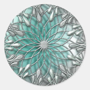 Sticker Rond Argent à bijoux en Teardrop/Sticker Turquoise