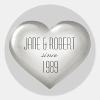 Argent anniversaire argent verre coeur vin étiquet