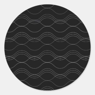 Sticker Rond Argent, élégant, cool, moderne, simple motif ondul