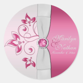 Sticker rond argent et rose de 1,5 po