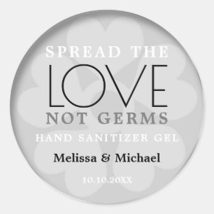 Sticker Rond Argent Étalage Amour Sanitizer Mariage Favoriser