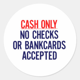 Sticker Rond Argent liquide seulement aucun signe de banque
