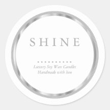 Sticker rond ⭐ argent métallique et blanc classiqu