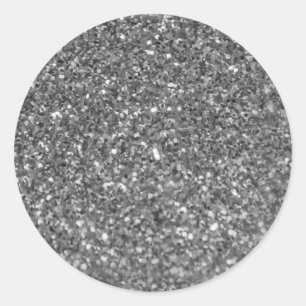 Sticker Rond Argent Métallique Simple Faux.