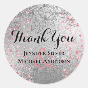 Sticker Rond Argent Rosegold MARIAGE Parties scintillant métall